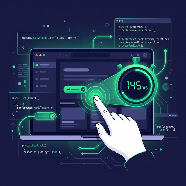 INP illustration showing user clicking button with fast 200ms response time